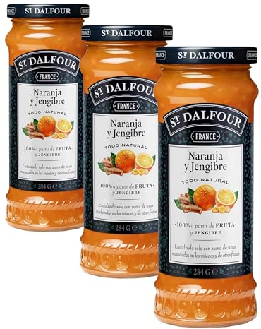 St Dalfour JENGIBRE Y NARANJA | Fruta triturada | Mermelada natural 284g | 100% fruta sin azúcares añadidos (Paquete de 3)