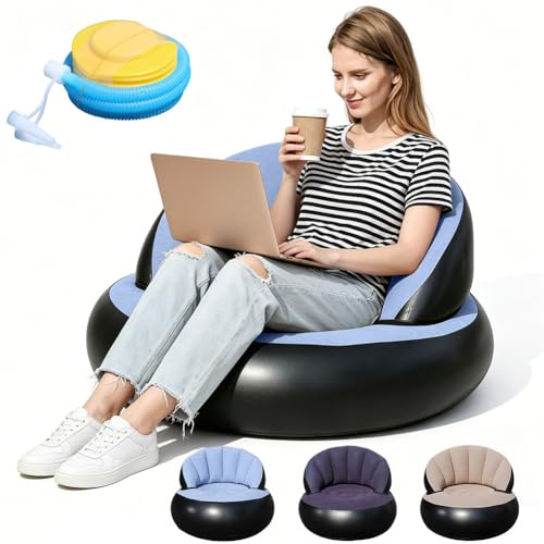 LOMUG Aufblasbares Sofa, Sessel Aufblasbar, Aufblasbarer Sessel Camping Wasserdichtes Aufblasbares Luftsofa Outdoor Sitzsack mit Beflockter Oberfläche, Tragbar Strandsofa für Reisen Camping Pool Beach