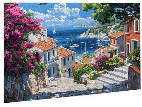 Jigsaw Puzzle 1000 Teile Erwachsene,Am Meer Kleine Stadt 1 Puzzle Erwachsene 1000 Teile,Impossible Klassische Puzzles Geschenk Deko,Familienpuzzles,Heimunterhaltung,Spiele Holzpuzzles 75 x 50 cm K0F99