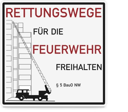 SafetyMarking Hinweisschild „Rettungswege für die Feuerwehr freihalten“ - Aluminium,geprägt - 50 x 50 cm - Feuerwehrzufahrt - Text und Symbol Schild