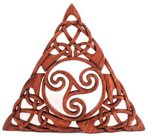 Windalf Celtic Handmade Irisches Wandbild ARDANA 30 cm Keltische Triskele Geschnitztes Holz-Ornament