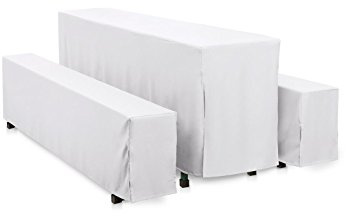 Hans-Textil-Shop Premium Hussen-Set Uni Polyester Bodenlang - Pflegeleicht, Bügelleicht und Langlebig (200x50 cm + 2X 200x25 cm, Weiß)