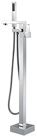 Arputhy Robinet de Baignoire Ilot Autoportante Bain Mitigeur de Baignoire Îlot sur Pied avec Douchette Chrome