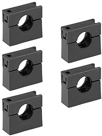 sourcing map Corrugated Tube Holder AD13 Plastic Mounting Bracket Pipe Clamp Clips with Double Struts 5Pcs