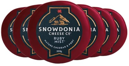 Snowdonia | Ruby Mist Cheddar | 6 x 200g | Cheddar infused with port and brandy for a rich, smooth savoury sweet flavour.