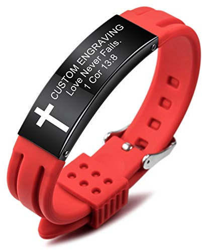 MeMeDIY Citazione Ispiratrice Braccialetti Trasversali Fede Accessori Bibbia Cristiana Versetto Silicone ID Braccialetto Regali Religiosi per Uomo Donna Ragazzi Ragazze Gomma Regolabile (2 Colorei)