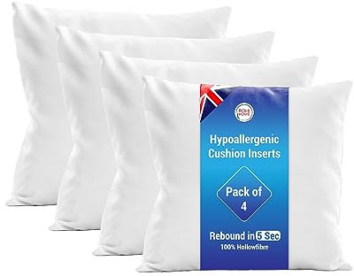 Rohi Set of 4 Hypoallergenic Cushion pads 45cm x 45cm - White polyster square Cushions - Standard stuffer pack of Cushion inserts 45cm x 45cm (Pack of 4 | 18x18)