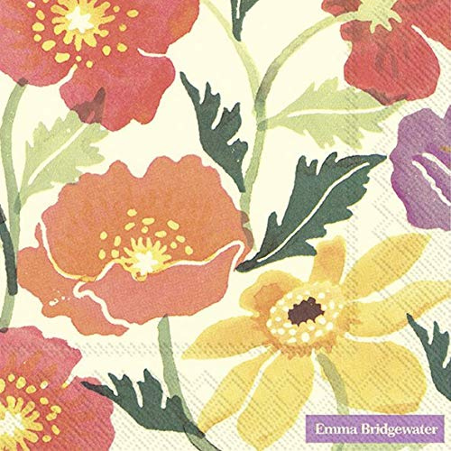 Emma Bridgewater Cosmos and Poppies Cream IHR Napkins 33 cm Square 20 Pack