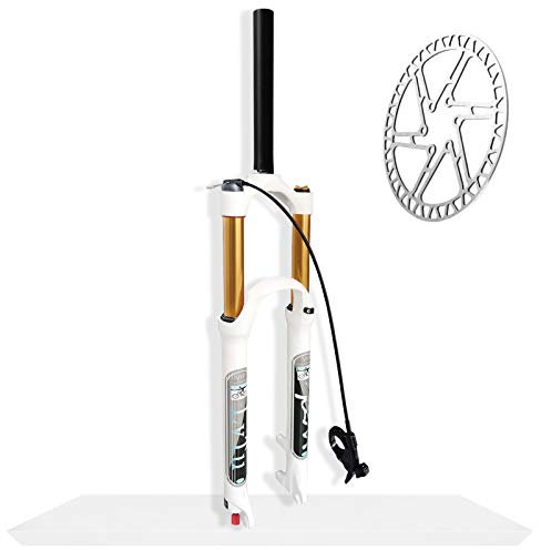 LvTu Mountainbike 140mm Federweg Luft MTB Feder Gabel 26 27,5 29 Zoll, Rebound Adjust Gerades/Konisches Rohr Scheibenbremse Fahrrad Vorderrad Gabel (Color : Straight Remote Lock, Size : 29)
