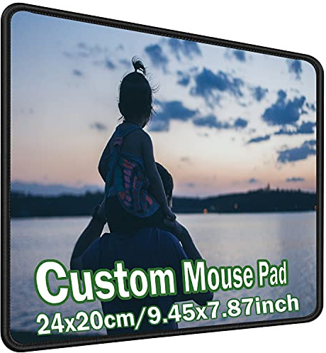 Tapis de souris personnalisé avec votre photo, logo, texte ou motif, tapis en caoutchouc antidérapant pour cadeau, accessoires de bureau 24x20cm