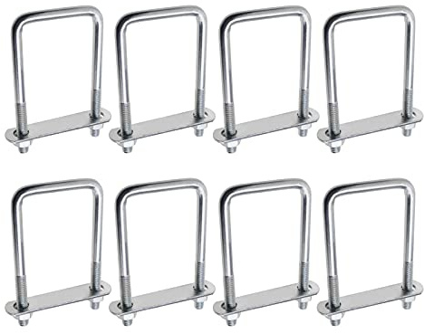 YINETTECH Vierkant U-Bolzen-Halterung verzinkter Kohlenstoffstahl 120x60x20mm mit M10 Muttern und Stahlblech