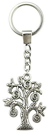 JLZK 3 Stück 29X22Mm Geldbaum Schlüsselanhänger Antik Silber Farbe Mode Handgemachte Schlüsselanhänger Party Geschenk