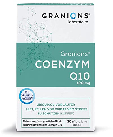 Coenzym Q10 120mg | Ubiquinol-Vorläufer | Hilft Zellen vor Oxidativem Stress zu SchützenOligoelements | 30 Kapseln für 30 Tage | Granions