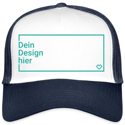 Spreadshirt Personalisierbare Unisex Trucker Cap Mit Foto Oder Text | Eigene Bilder Oder Texte Hochladen – Verstellbarer Snapback-Verschluss