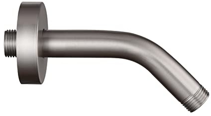 Stainless Steel Shower Arm with Flange and Tape - 6 Inch Brushed Nickel Wall-Mounted Extension for Fixed Shower Head