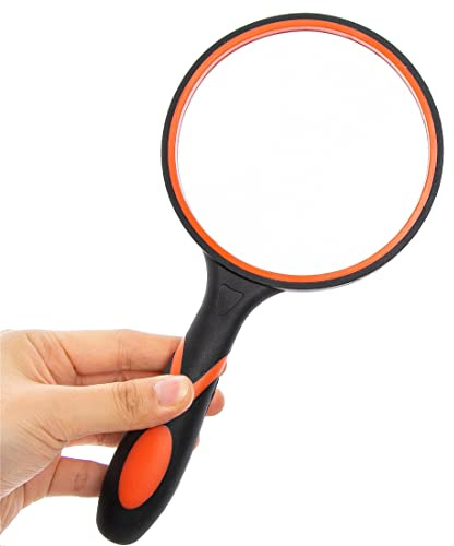 HOMEGOAL Lupe mit 10-facher Handlupe, 100 mm, große Lupe mit rutschfestem, weichem Griff, für Senioren, Bücher, Zeitungen, Lesen und Kinder, Natur, Hobby, Erkundung