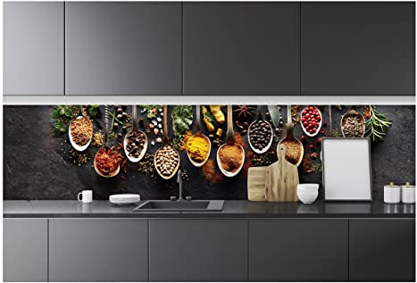 WallArena Vlies Fototapete, Küche, 250x60cm | Fototapeten - Tapeten - für Wohnzimmer Schlafzimmer - Vliestapete Wandtapete Tapete 3D Effekt- inkl. Kleister