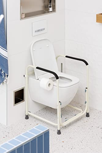 TOILETTEN AUFSTEHHILFE STAHL MIT RUTSCHFESTEN FÜßEN WS 90 PERLWEIß