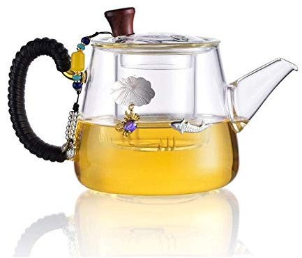BEZAX Teekanne Teekanne Klarglas Teekanne Hitzebeständig 650 ml Mit Infuser Hochtemperaturbeständiges Glas Home Electric (Color : D)