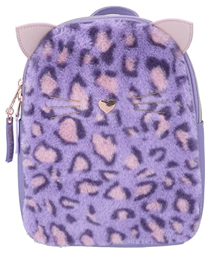 Depesche 12151 TOPModel Lilac Leo Love - Rucksack für Kinder mit Leo-Muster in Lila, Plüsch und Ohren, Tasche mit verstellbaren Trägern und Anhänger