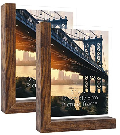 RLAVBL 2er Set Bilderrahmen 13x18 cm, Doppelseitiger Glasbilderrahmen mit L-förmigem MDF-Sockel, für die Tischplatte