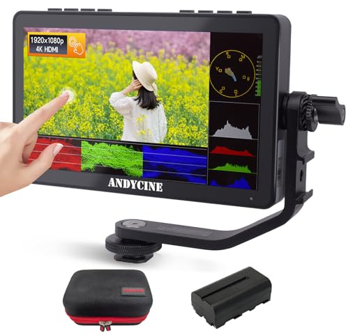 ANDYCINE A6 MAX 6 Zoll Kamera Monitor 4K 3D LUT DSLR Field Touchscreen 450 nits 1920x1080 FHD USB Type-C 5V IN DC 8.4V Out 12V IN mit Tilt Arm F970 Platte für Wireless Transmission