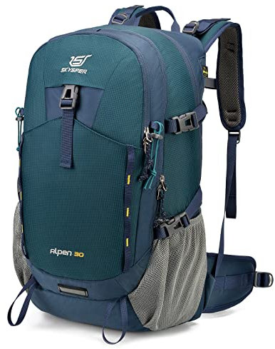 SKYSPER Wanderrucksack 30L Trekkingrucksack Wasserfest mit Rückenbelüftung und Netzrücken Tagesausflüge mit Hüftgurt für Outdoor Daypack