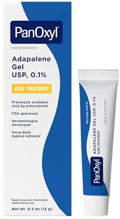 PanOxyl Adapalene 0.1% Leave-On Gel, Retinoid Gel Acne Treatment, 30-Day Supply, Acne Prone Skin, Oil Free, Fragrance Free, Paraben Free, 0.5 oz