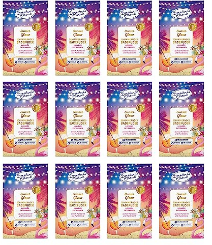 12er Pack Dresdner Essenz Badepuder Sunset Glow 12 x 60 g Badezusatz vegan