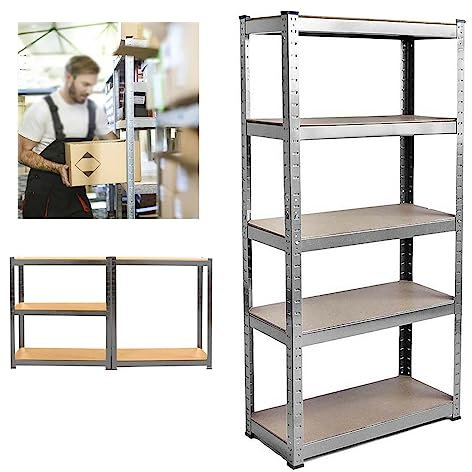 BRIEFNESS Garage Regal Einheit 5 Etagen Schwerlast Industrielle Metall Regalsystem Schuppen Regale 875KG Tragfähigkeit Verzinkt