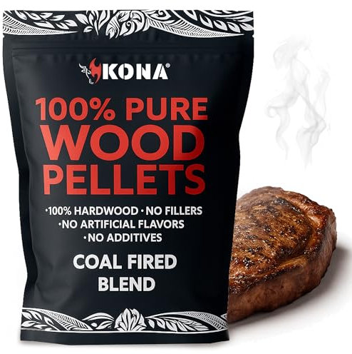 Kona Coal Fired Pellets - Premium Charcoal & Wood Pellets, Intended for Ninja Woodfire Outdoor Grill, BBQ & Pizza - 100% Natural - Perfect for Smokers, Grills, and Pellet Grills - 2 Pounds