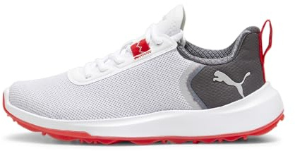PUMA Boys Fusion Crush Sport Jr Golf Shoe, Puma White Dark Coal, 5 UK