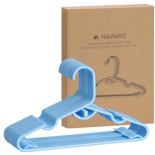 Navaris Kinderkleiderbügel 20er-Pack - robuste und langlebige Baby Kleiderbügel - Kinderbügel platzsparend für Baby- & Kleinkinderzimmer - Kunststoff Kleiderbügel Blau