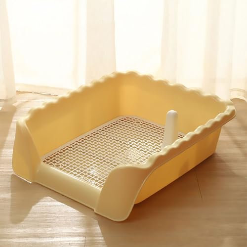 Bandeja para Orinal para Perros Cachorros - Cerca para Orinal para Perros, Inodoro para Perros, Caja de Arena para Perros de Malla Extraíble (Color : Yellow, Size : L)