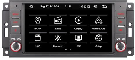 YZKONG Autoradio per Jeep Wrangler JK/Dodge/Chevrolet/Chrysler, ricevitore autoradio touch screen stereo senza fili Carplay e Android Auto con Bluetooth SWC Mirror Link FM Porta USB