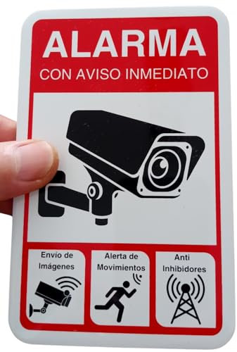 LEIASA Cartel Zona Videovigilada - 9x14 cm - Aluminio Reflectante - Placa Adhesiva - Grosor 0,6 mm - Cartel Videovigilancia - Impresión UV - Resistente Exterior - Señal Alarma Disuasorio
