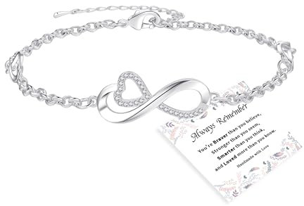 NEVEGE Infinity Herz Armband Silber 925 Damen, Hypoallergen Mit 5A+ Zirkonia Einstellbar, Silber