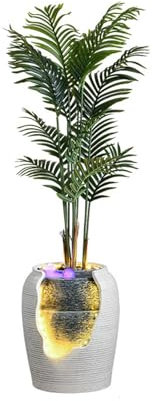 luckxuan Fontaine Exterieur Fontaine d'eau Moderne avec Plantes simulées, humidificateur d'eau du Sol au Plafond for Salon, for entrée, Salon, Balcon Fontaine Jardin Exterieur (Color : White-A)