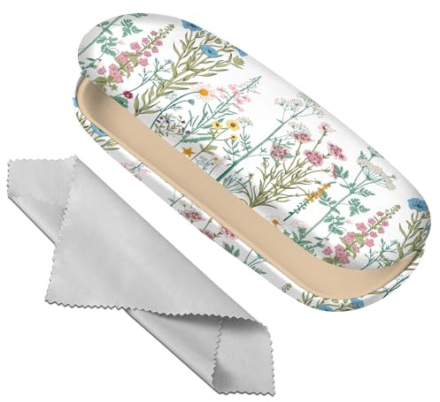 Deokke Brillenetui, Hartschale, Brillen-Schutzhülle, Brillenhalter-Box mit Reinigungstuch für Damen und Herren, niedlich