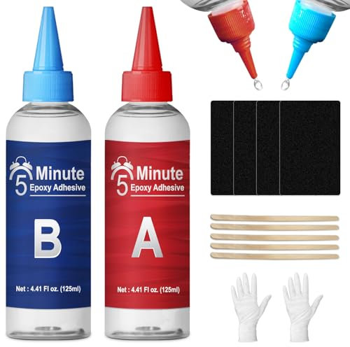 WAN2TLK 5 Minute Epoxy Glue, 250ml Epoxy Resin Glue Kit, High Viscosity Fast Curing Clear 2 Part Epoxy Glue for Wood, Metal, Glass, Ceramics, Concrete, Carbon Fiber, etc