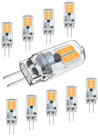 YUIIP G4 LED Lampe 1W, Ersetzt 10W 15W Halogenlampen, Warmweiß 3000K Nicht Dimmbar, AC/DC 12V, G4 Stiftsockelampe Leuchtmittel für Kronleuchter, 10er Pack