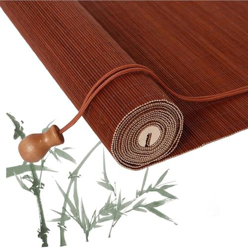 Generisch Bambusrollo Bambus Jalousie Innen Retro Bambus Rollo Blickdicht Raffrollo Vorhang Sichtschutz Sonnenschutz Lichtfilter-Rollo Für Terrasse Garten Küche Tür Anpassbar,A,120x120cm