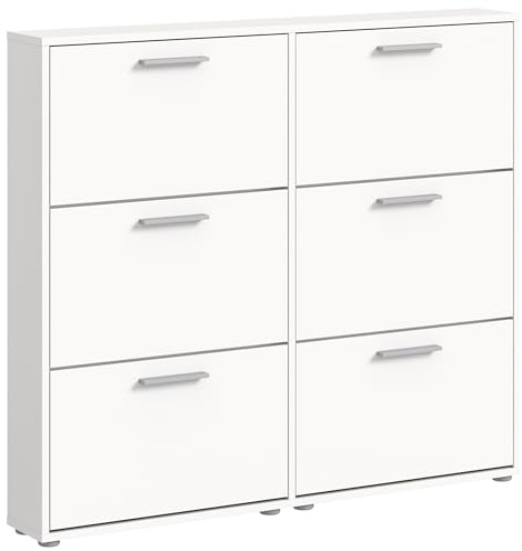 möbelando Schuhkipper >See< in Weiß - Praktisches Schuhregal Schuhschrank zur platzsparenden Aufbewahrung von Schuhen - Schuhkommode 116 x 103 x 17 cm (B/H/T)