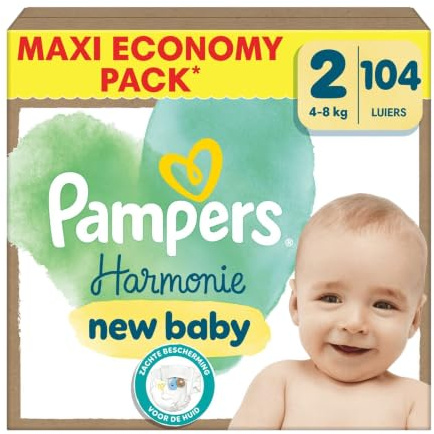 Pampers Harmonie Couches Taille 2, 104 Couches, 4kg-8kg, Protection Douce De La Peau Avec 100% D’Absorption Pampers