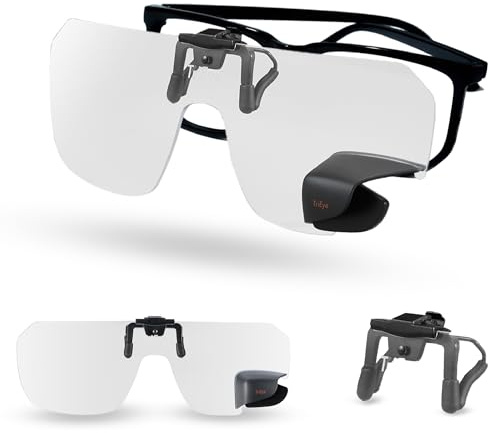 TriEye Clip-On Sonnenbrille mit Rückspiegel links – Polarisierte Aufsteck Sonnenbrille für Brillenträger – Sonnenbrillen Aufsatz 140/145 mm – Klar oder Smoke Glas