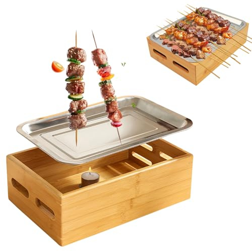 LIROPAU Soporte para carne para barbacoa, soporte para carne con placa de acero inoxidable para barbacoas, recipiente para mantener el calor, comida para barbacoas, reuniones de fiestas de barbacoa