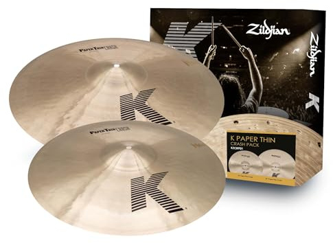 Zildjian K Paper Thin Crash Cymbal Set Box Pack – 18” & 20” K Family Paper Thin Crashes – Ultra-Responsive Cymbals for Professional Drummers – Thin, Expressive & Explosive Sound – KZCRP01