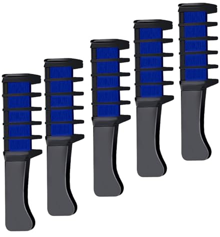 5 Couleurs Peignes Craie Cheveux, Parfait pour Halloween et Cosplay, Bleu foncé