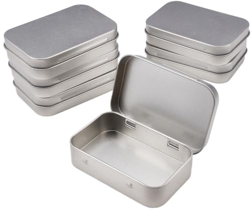 6 stycken rostfria metallburkar små plåtburkar, 9,5 x 6 x 2,2 cm miniförvaringslåda, metallburkar, metallburkar med lock, liten tennburk för godis, smycken, nycklar, mynt