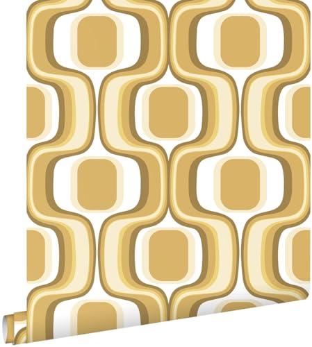 ESTAhome tapet retro-ornament ockra och brunt 50 x 900 cm